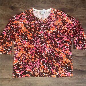 SAG HARBOR 3/4 Sleeve Women's Multicolor Cardigan Button Up Sweater XL